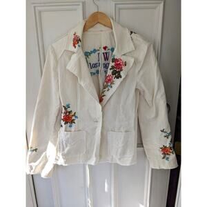 Johnny Was JW los Angeles -corduroy blazer floral embroidery cotton